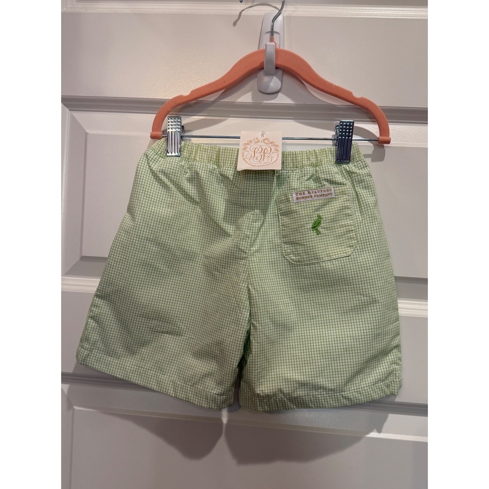 The Beaufort Bonnet Company Kids Green Gingham Shorts Size 6 NWT Made in USA